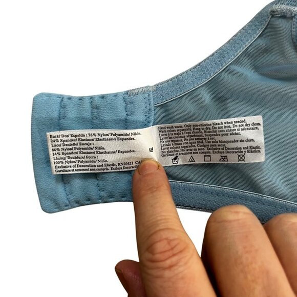 Wacoal Bra 36DD light blue lace not padded lightly lined cups - Picture 5 of 8